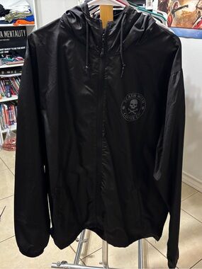 Death Wish Coffee Co. Black Windbreaker Jacket Skull Logo Men’s Size XL